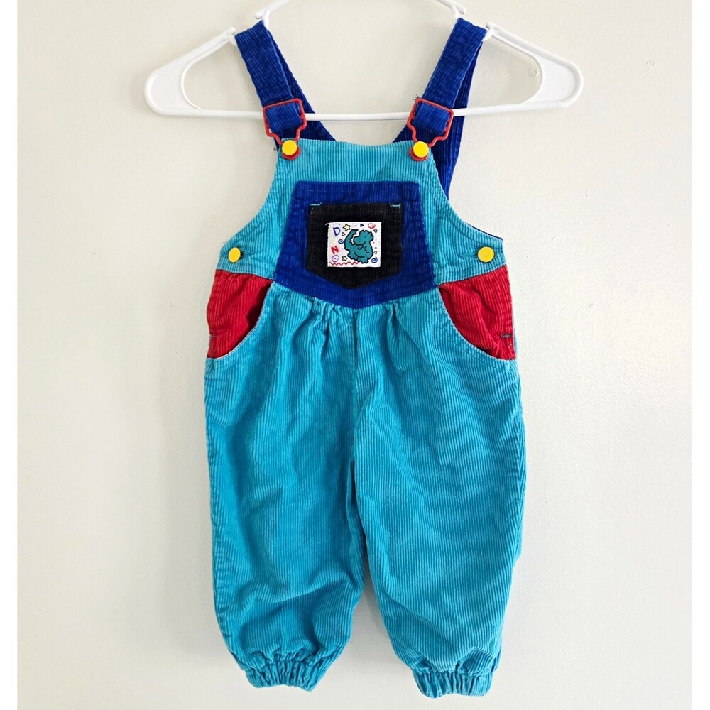 Perfect Pals Colorblock Corduroy Overall One-Piece Sleeveless Button 12-18M